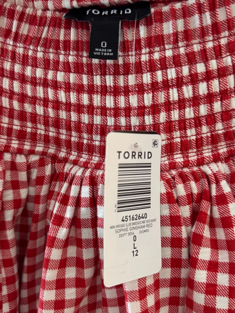 Red Gingham Tiered Mini Skort- Classic Summer Style - Picture 3 of 4